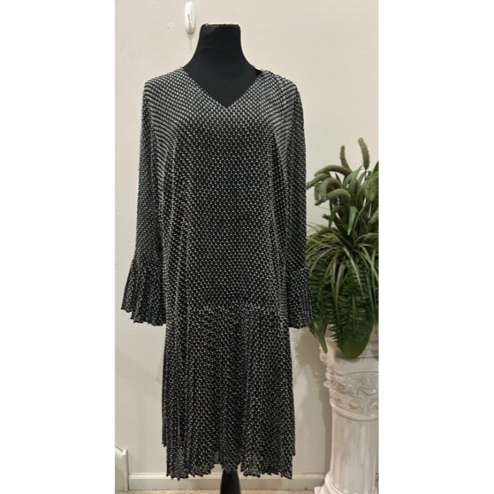 NWT THE LIMITED‎ Women's Black White Polka dots Pleated Dress Size 16W MSRP $109